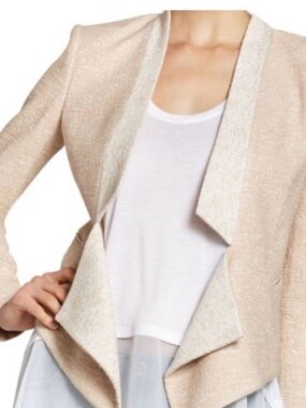 BCBGeneration Candice Blush Open-Front Draped Cardigan Cropped Blazer Jacket S